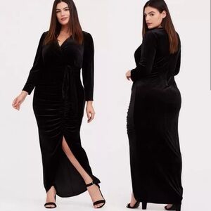 Torrid | Velvet Slit Maxi Long Sleeve Dress